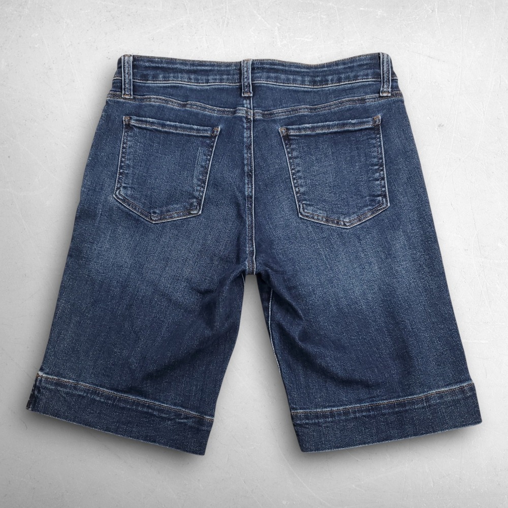 KUT from the Kloth Natalie Bermuda Shorts Women 12 Blue Stretch Denim Slits - Picture 2 of 8